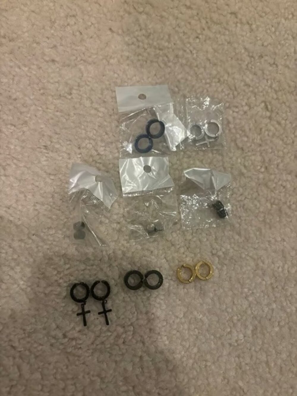 Clip On and Magnetic Earrings Lot No Piercing Hoops Studs Cross Black Silver